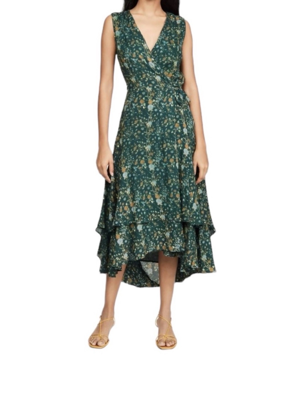 Roller Rabbit Teal Floral Wrap Midi Dress